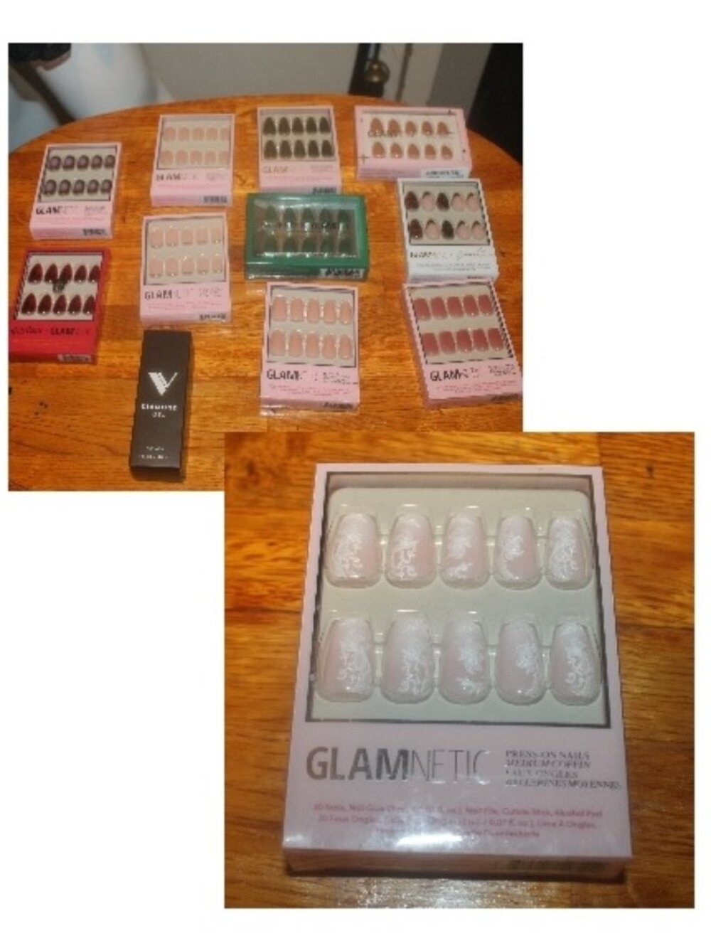 New In Box $263 Glamnetic Nails 11 Pairs Fake False Plus Diamond Glue
